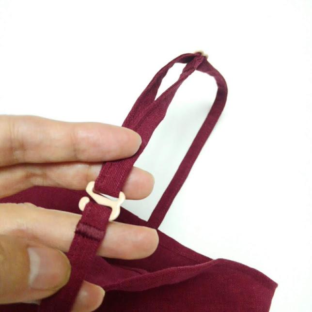 リネン100％　ワインレッド　ブラジャー　ワイヤーなし　ゴム紐なし　ストレッチ素材なし　バッククロス | 7枚目